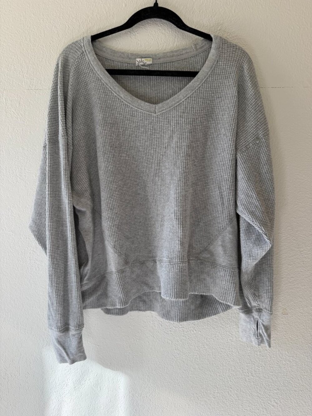 Aerie Offline Grey Oversized Waffle Knit Tee, Size S
